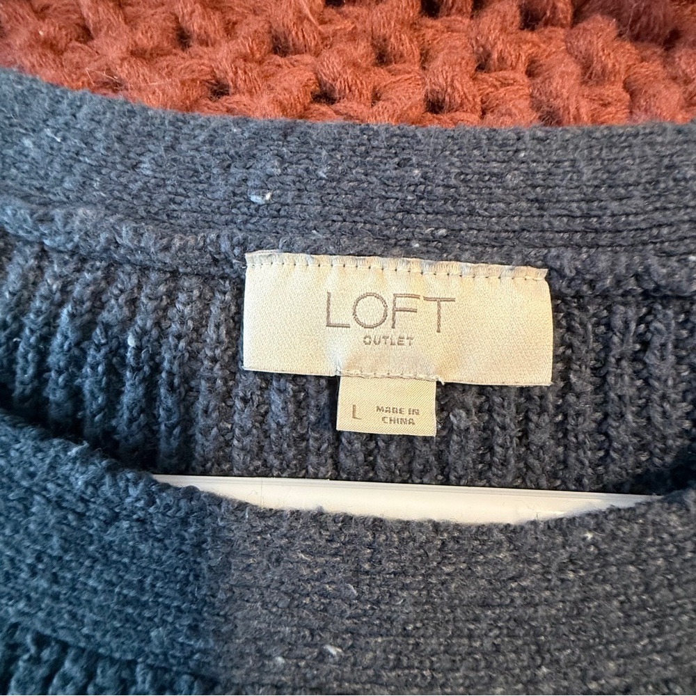 Loft Navy Button-Accent Sweater - image 2